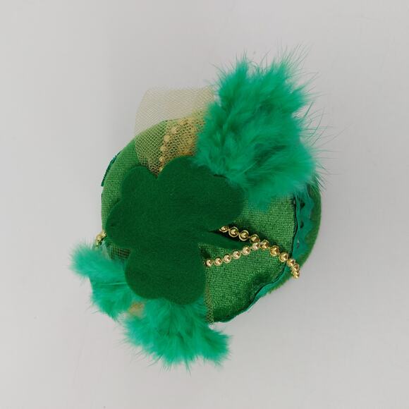 Mini Top Hat with Feather St. Patrick's Day Green Hair Clip On 3.5" x 2.5 " - Picture 2 of 11